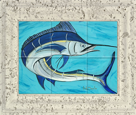Blue Marlin Fish Tile Art - FishZizzle