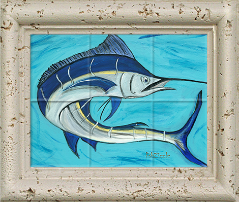 Blue Marlin Fish Tile Art - FishZizzle