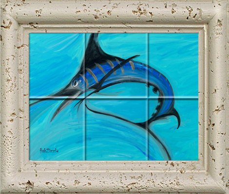 Blue Marlin Fish Tile Art - FishZizzle