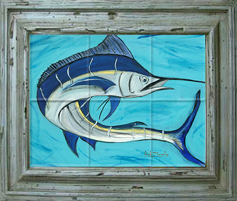 Blue Marlin Fish Tile Art - FishZizzle