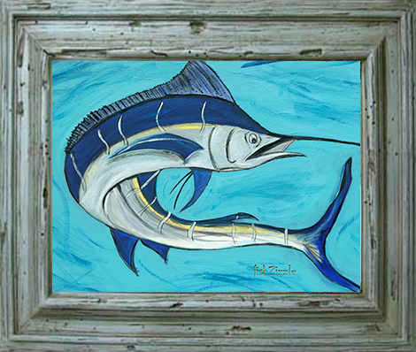 Blue Marlin Fish Tile Art - FishZizzle