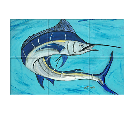 Blue Marlin Fish Tile Art - FishZizzle