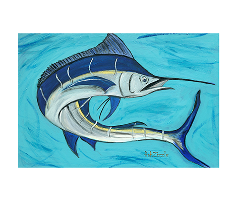 Blue Marlin Fish Tile Art - FishZizzle