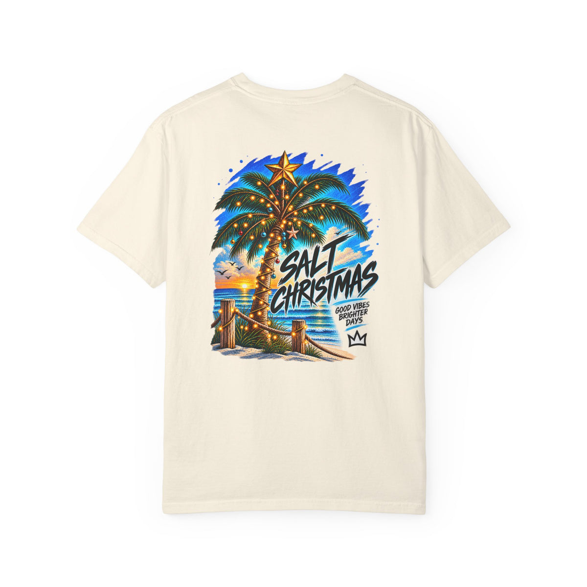 Salt Christmas tee — Ivory — Back — approved coastal Christmas artwork