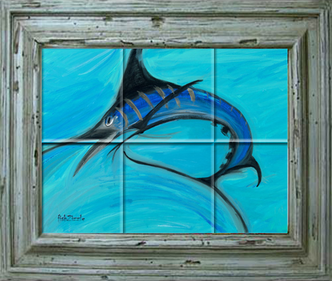 Blue Marlin Fish Tile Art - FishZizzle
