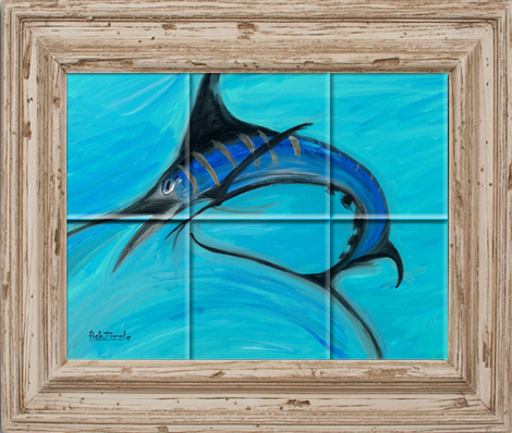 Blue Marlin Fish Tile Art - FishZizzle