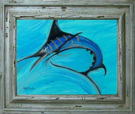 Blue Marlin Fish Tile Art - FishZizzle