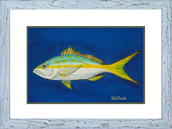 Yellowtail Fish Art Framed - FishZizzle