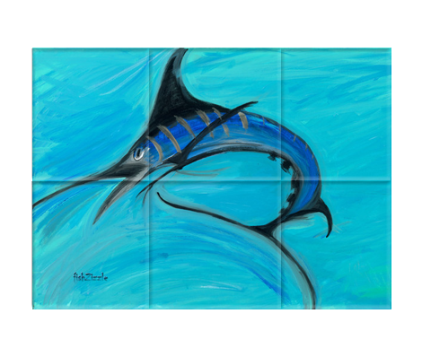 Blue Marlin Fish Tile Art - FishZizzle