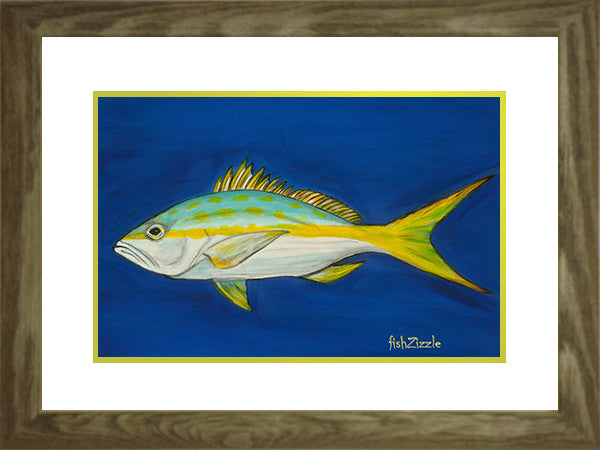 Yellowtail Fish Art Framed - FishZizzle